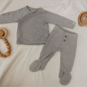 Baby Organic Print Kimono Top and Pants Set, 2-Piece